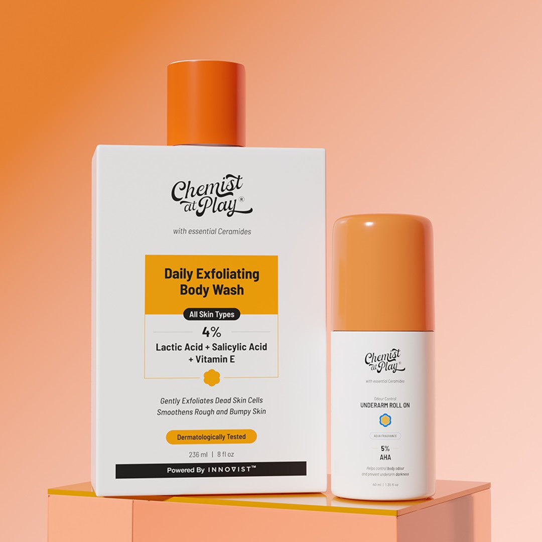 Gentle Exfoliation All The Way! (Exfoliating Body Wash - 236 ml | Aqua Underarm Roll On - 40 ml)