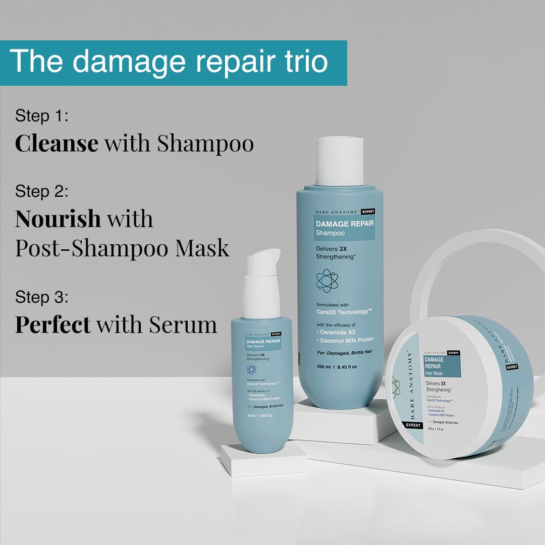 Damage Repair Shampoo for Dry & Brittle Hair | 10X Hair Strengthening- 250 ml | Pack of 2