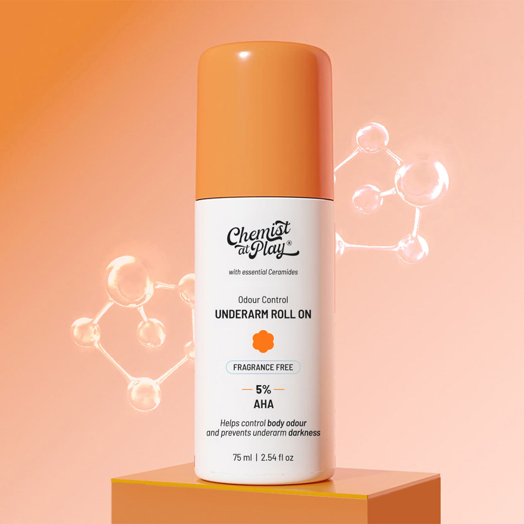 5% AHA Underarm Roll on for Odour Control & Pigmentation (Fragrance Free) - 75 ml