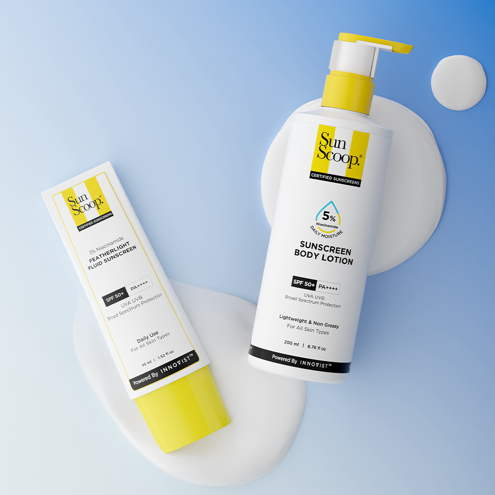 Daily SPF 50+ Duo with Niacinamide for Face & Body (3% Niacinamide Sunscreen - 45 ml | 5% Niacinamide Sunscreen Body Lotion - 200 ml)
