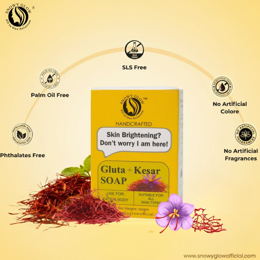 Gluta + Kesar Soap(Pack of 2) | Brightening Instant Glow + Tan Removal Soap