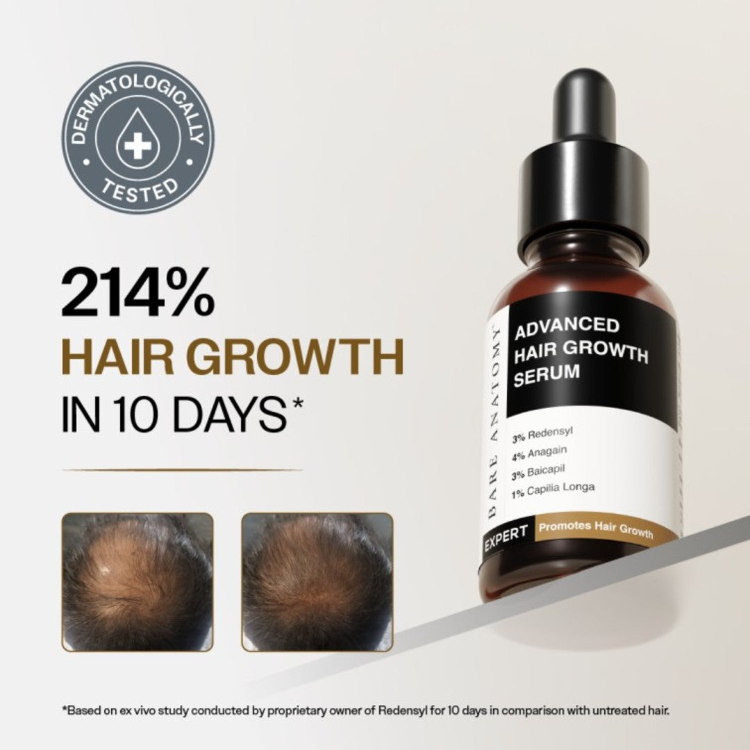 Advanced Hair Growth Serum with Redensyl, Rosemary, Rice Water - 30 ml | Pack of 3