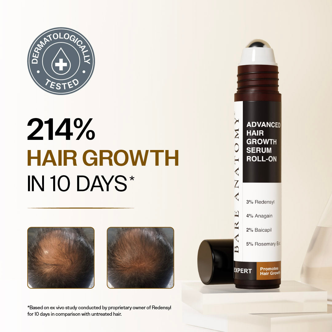 Advanced Hair Growth Serum Roll-On with Redensyl, Rosemary & Rice Water- 25 ml