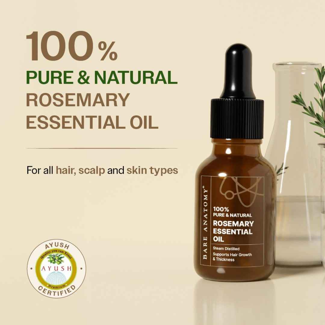 100% Pure & Natural Rosemary Essential Oil for Hair Growth & Thickness - 15 ml