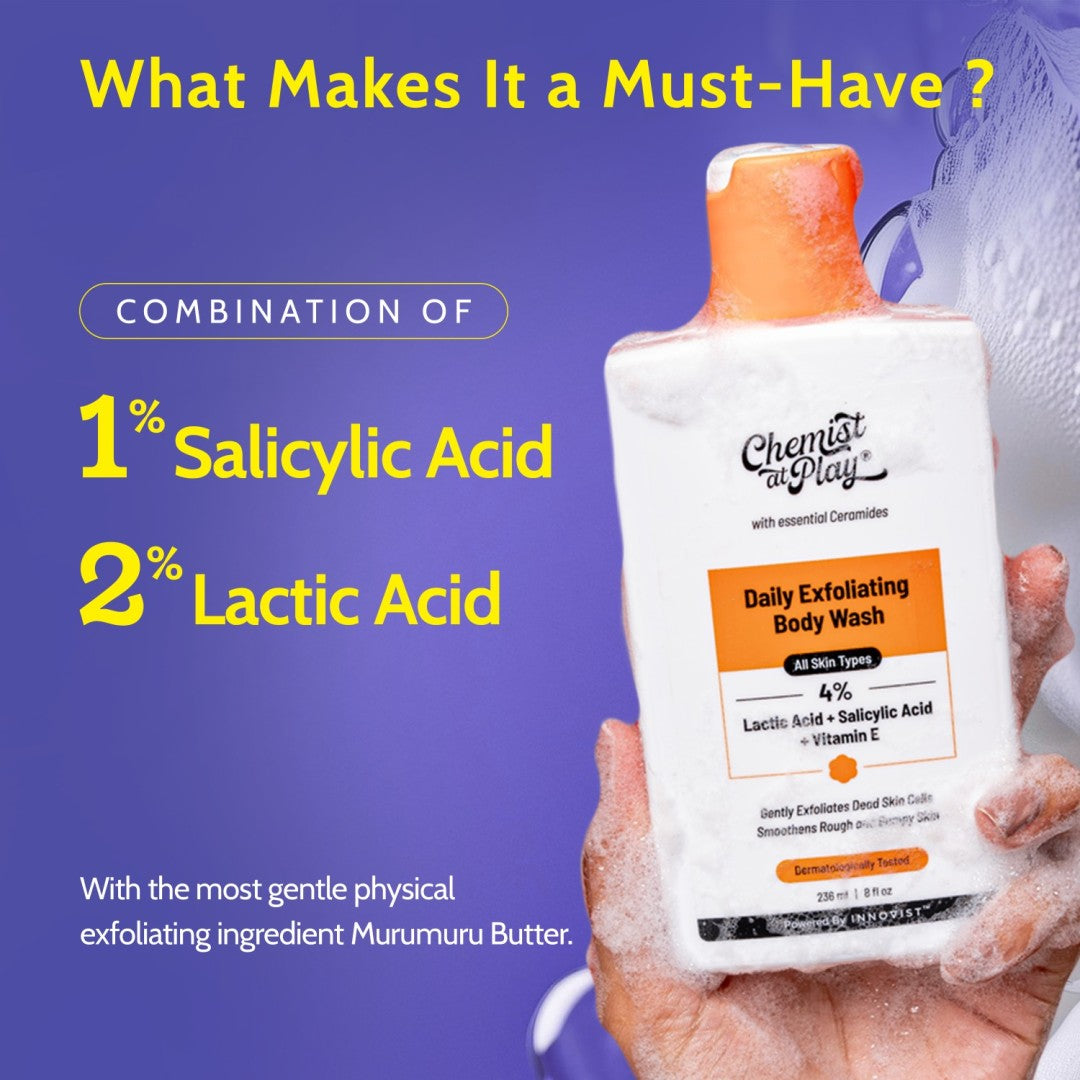 Exfoliating Body Wash with Lactic Acid & Salicylic Acid - 236 ml | Pack of 3