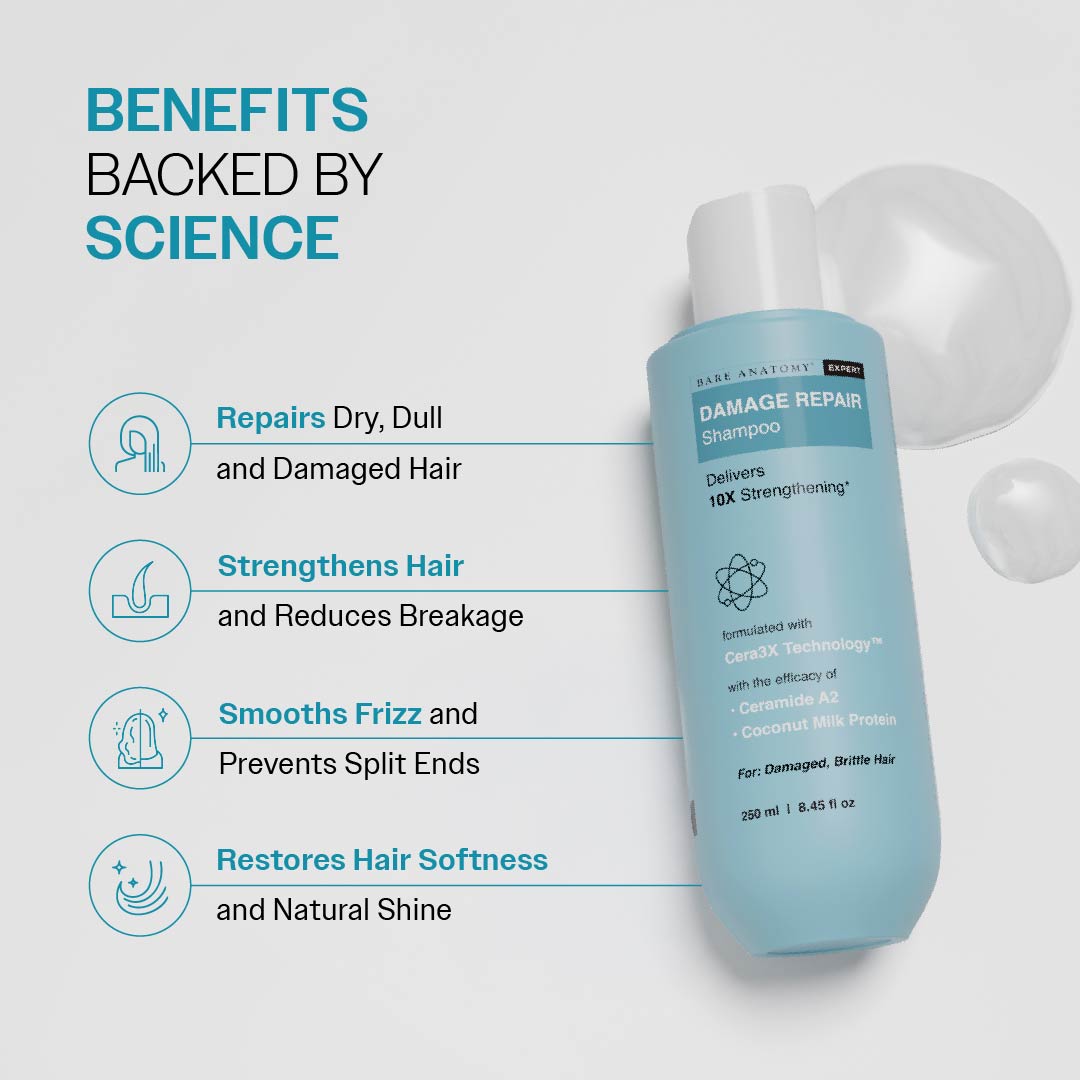 Damage Repair Shampoo for Dry & Brittle Hair | 10X Hair Strengthening- 250 ml