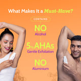 5% AHA Underarm Roll on for Odour Control & Pigmentation (Aqua) - 75 ml | Pack of 2
