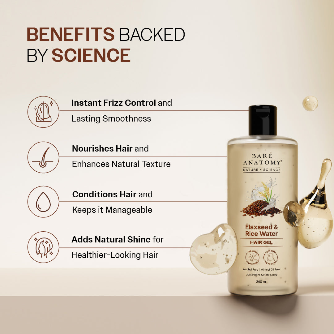 Flaxseed & Rice Water Hair Gel to Control Frizz & Provide Nourishment - 300 ml