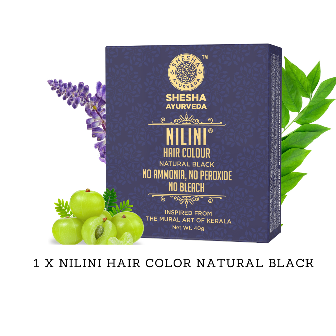 Super Saver Combo (3 items) - Kumkumadi Lightening Lip Balm 5G + Tan Removal Mud Soap 125G + Nilini Natural Black Hair Color 40G