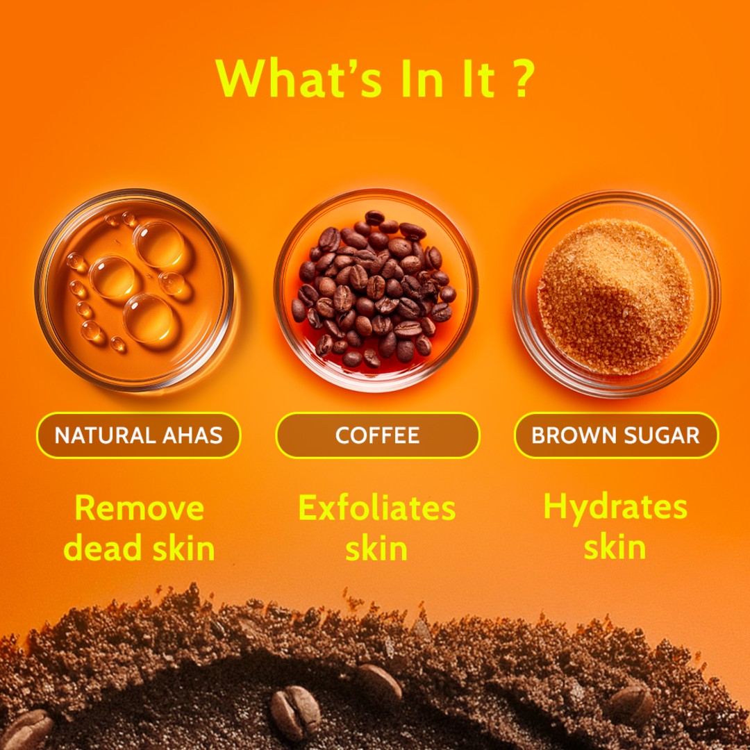 Exfoliating Body Scrub with Coffee & Brown Sugar - 75 gm | Pack of 3