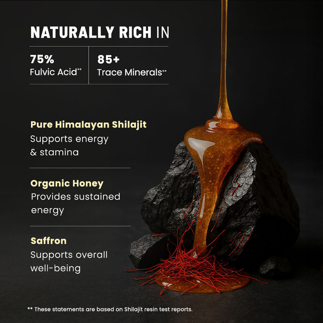 100% Pure Himalayan Shilajit Honey Sticks With Organic Honey & Saffron - 30 Sticks