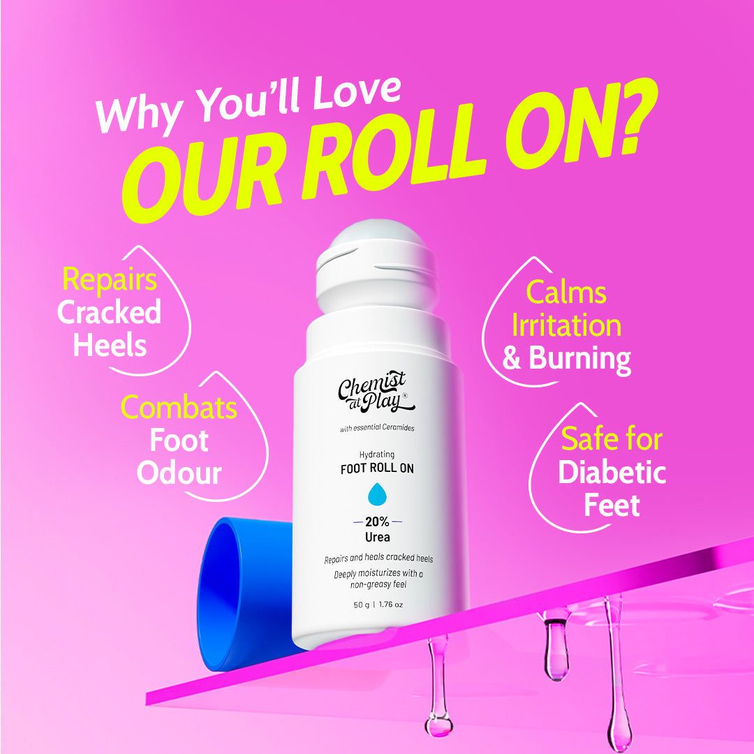20% Urea Foot Roll-On for Cracked Heels & Diabetic Foot - 50 gm