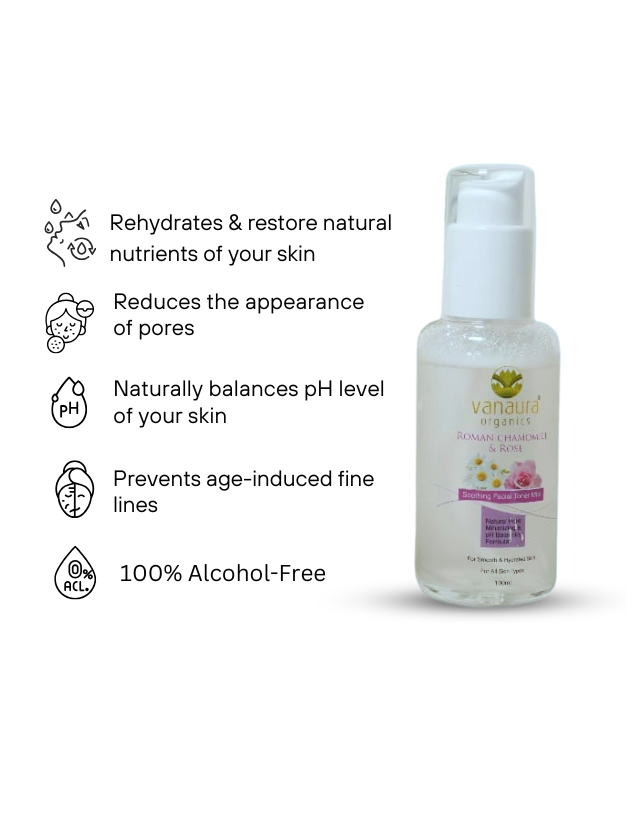 Roman Chamomile and Rose  Soothing facial toner mist-100ml