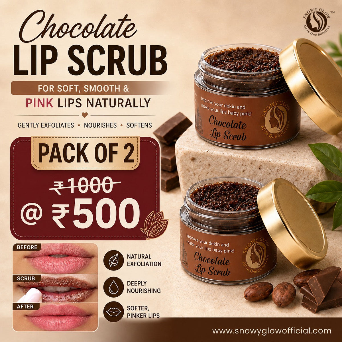 Chocolate Lip Scrub (Pack of 2) Buy 1 Get 1 Free