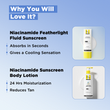Daily SPF 50+ Duo with Niacinamide for Face & Body (3% Niacinamide Sunscreen - 45 ml | 5% Niacinamide Sunscreen Body Lotion - 200 ml)