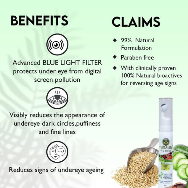 Vanaura Organics Age defying Undereye gel serum-15ml.
