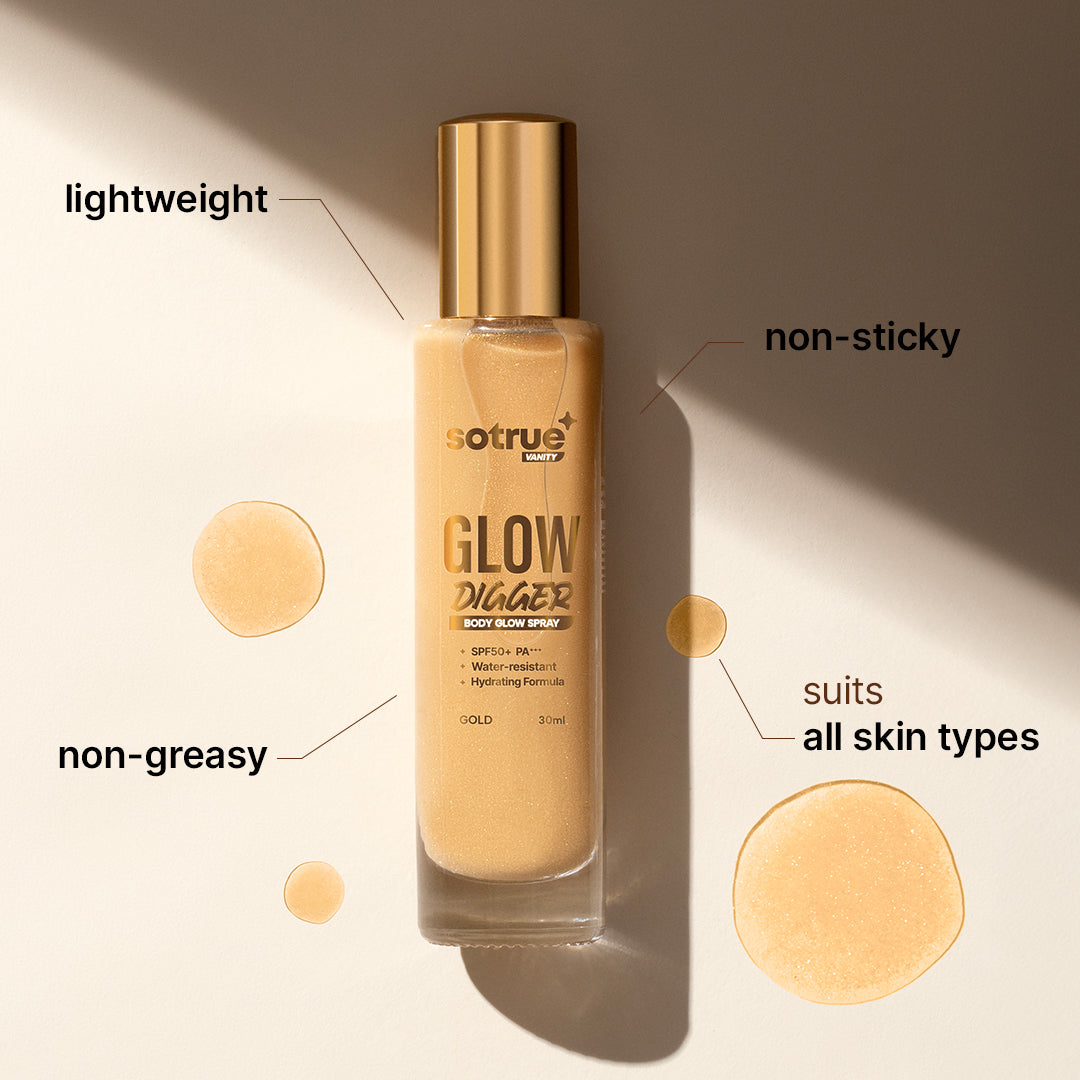 Glow Digger Body Glow Spray | SPF 50+ PA+++ | Instant Radiant Shine