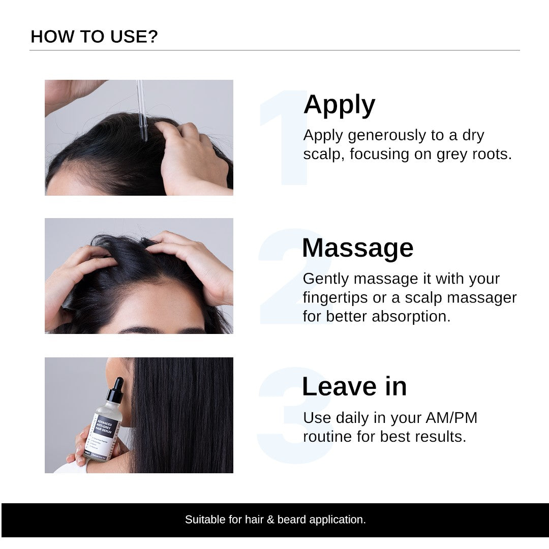 Advanced Anti-Grey Hair Serum with Silverfree Peptide, Rosemary & Biotin - 50 ml