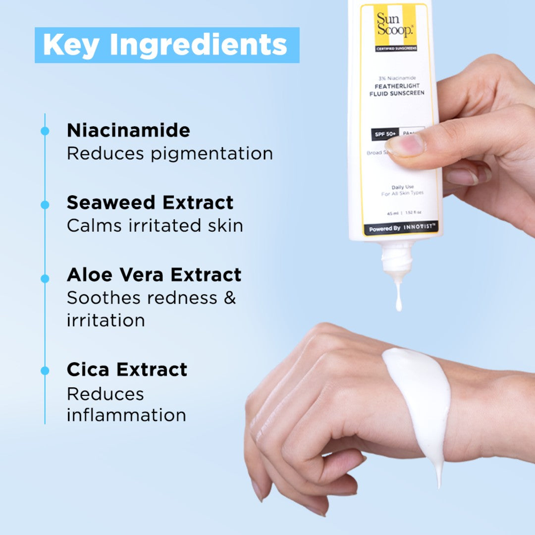 3% Niacinamide Featherlight Fluid Sunscreen| SPF 50+ PA++++| In-Vivo Tested - 45ml | Pack of 2