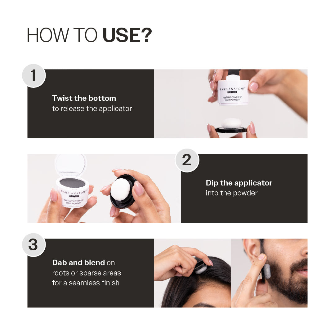 Instant Hair Cover-Up Powder (Black Color) - 4 gm