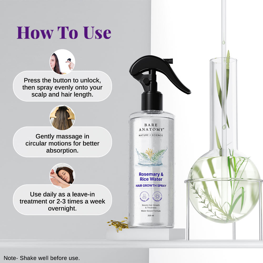 Ultimate Hair Growth Combo (Rosemary & Rice Water Spray - 200 ml | Rosemary Oil - 100 ml)