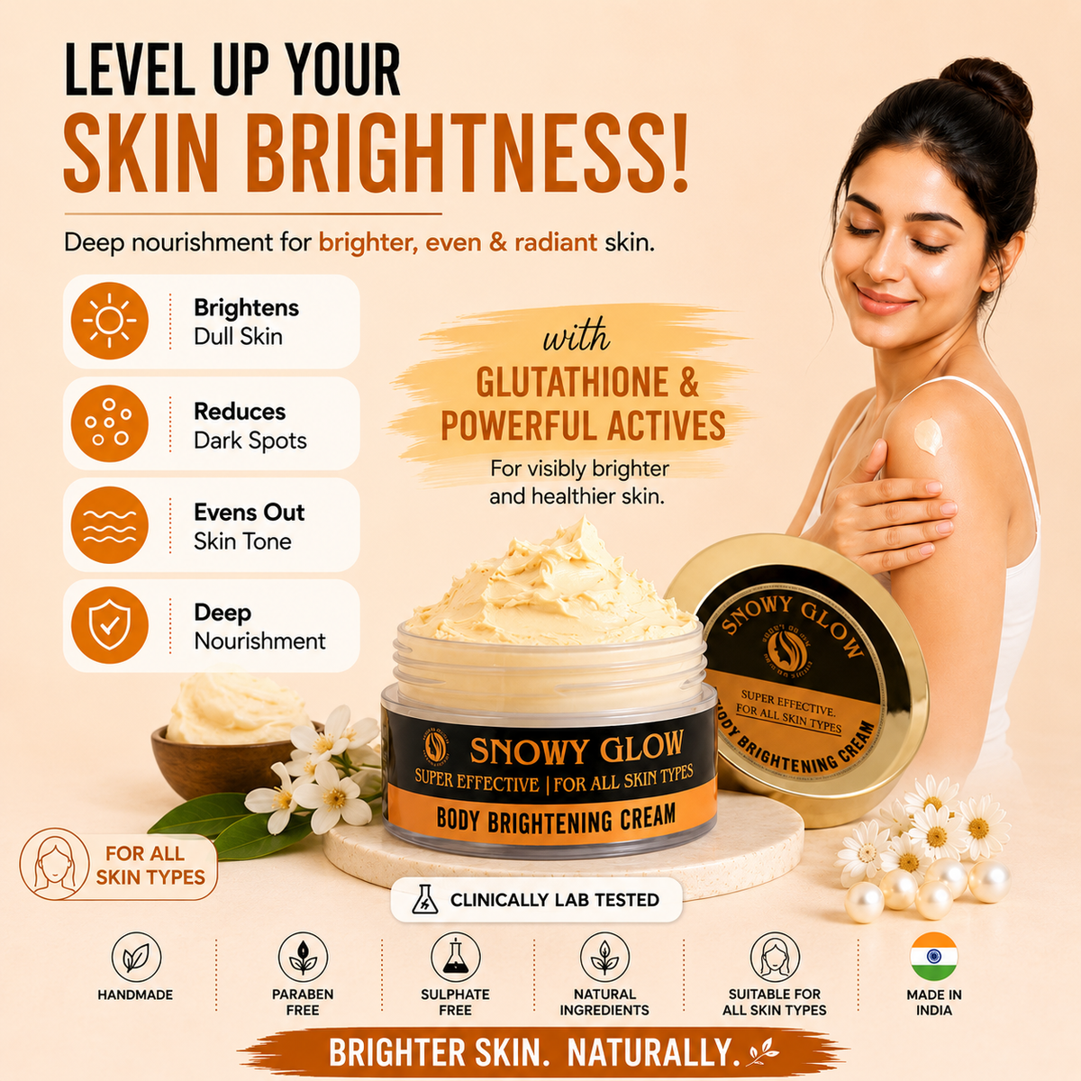 Body Brightening Cream (Extra bright skin specially for hand legs and other visible body parts)