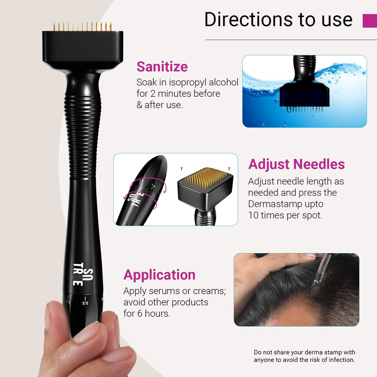 Derma Stamp with Sanitizer | Adjustable Titanium-Coated Needles