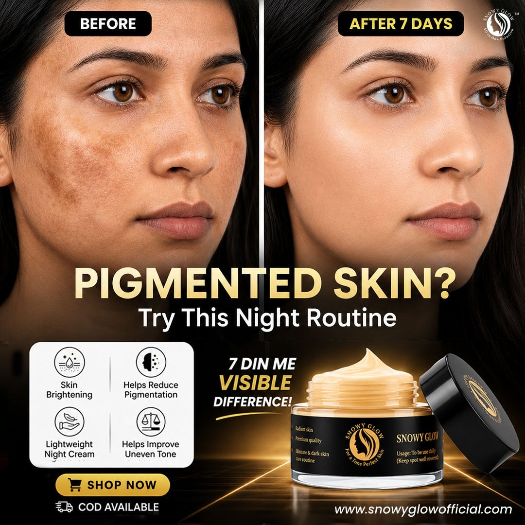 Snowy Glow Brightening Night Cream | For Uneven Skin Tone, Remove Pimple, Dark spots | Pack of 3