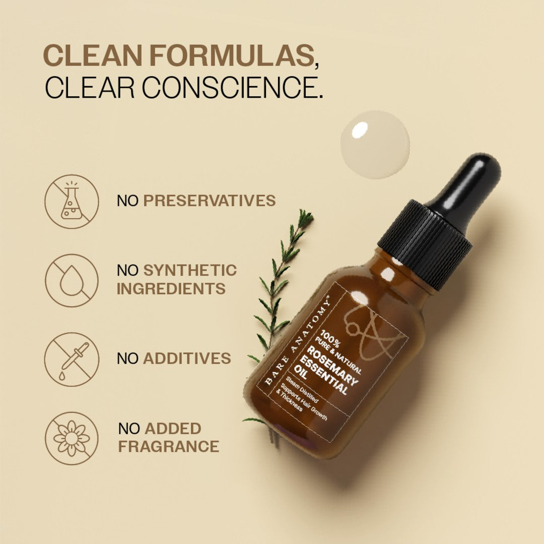 100% Pure & Natural Rosemary Essential Oil for Hair Growth & Thickness - 15 ml