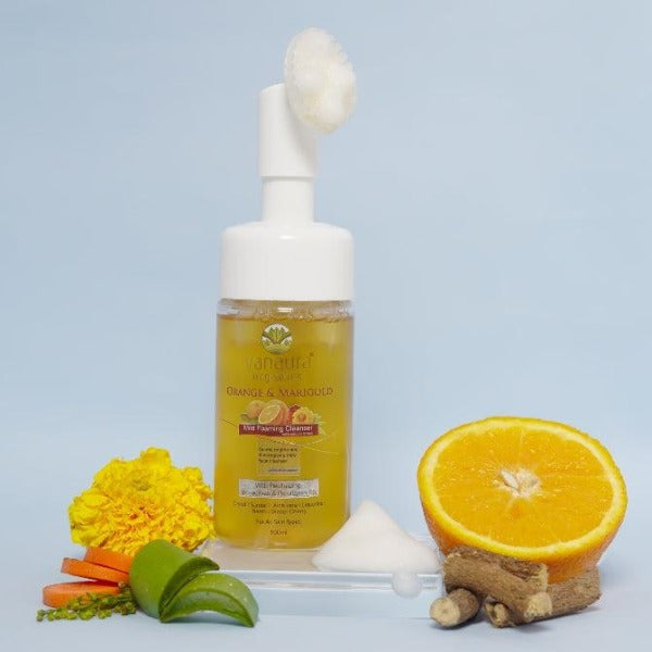 Orange and marigold Mild foaming face cleanser with silicon brush-100ml
