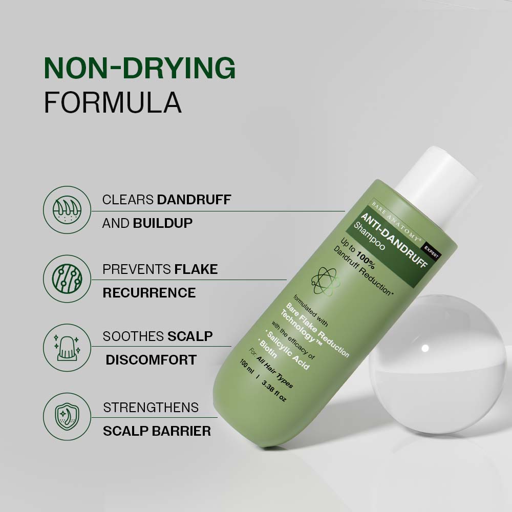 Anti Dandruff Shampoo With Salicylic Acid, Piroctone Olamine & Biotin - 100 ml