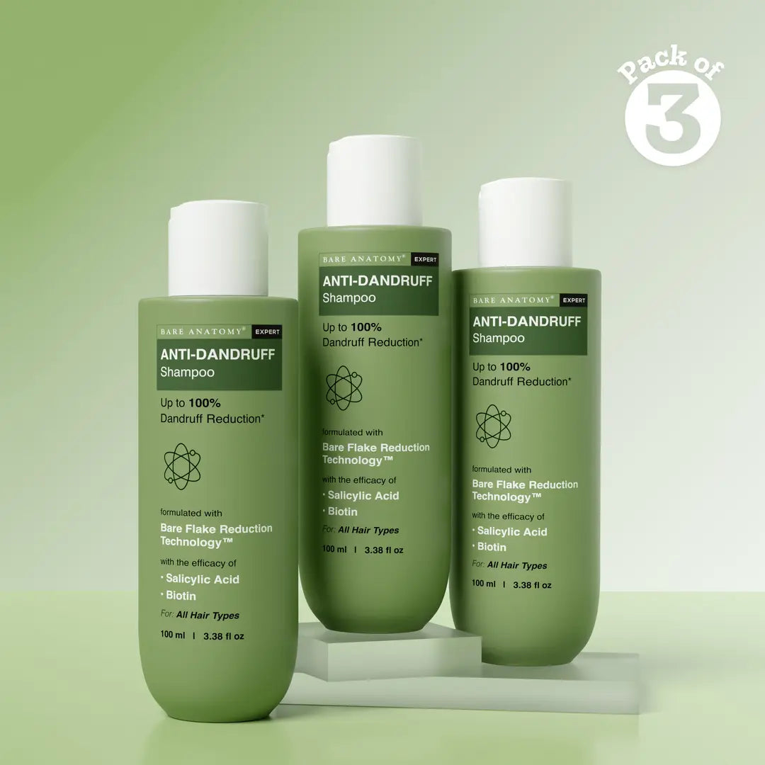 Anti Dandruff Shampoo with Salicylic Acid, Piroctone Olamine & Biotin - 100 ml | Pack of 3