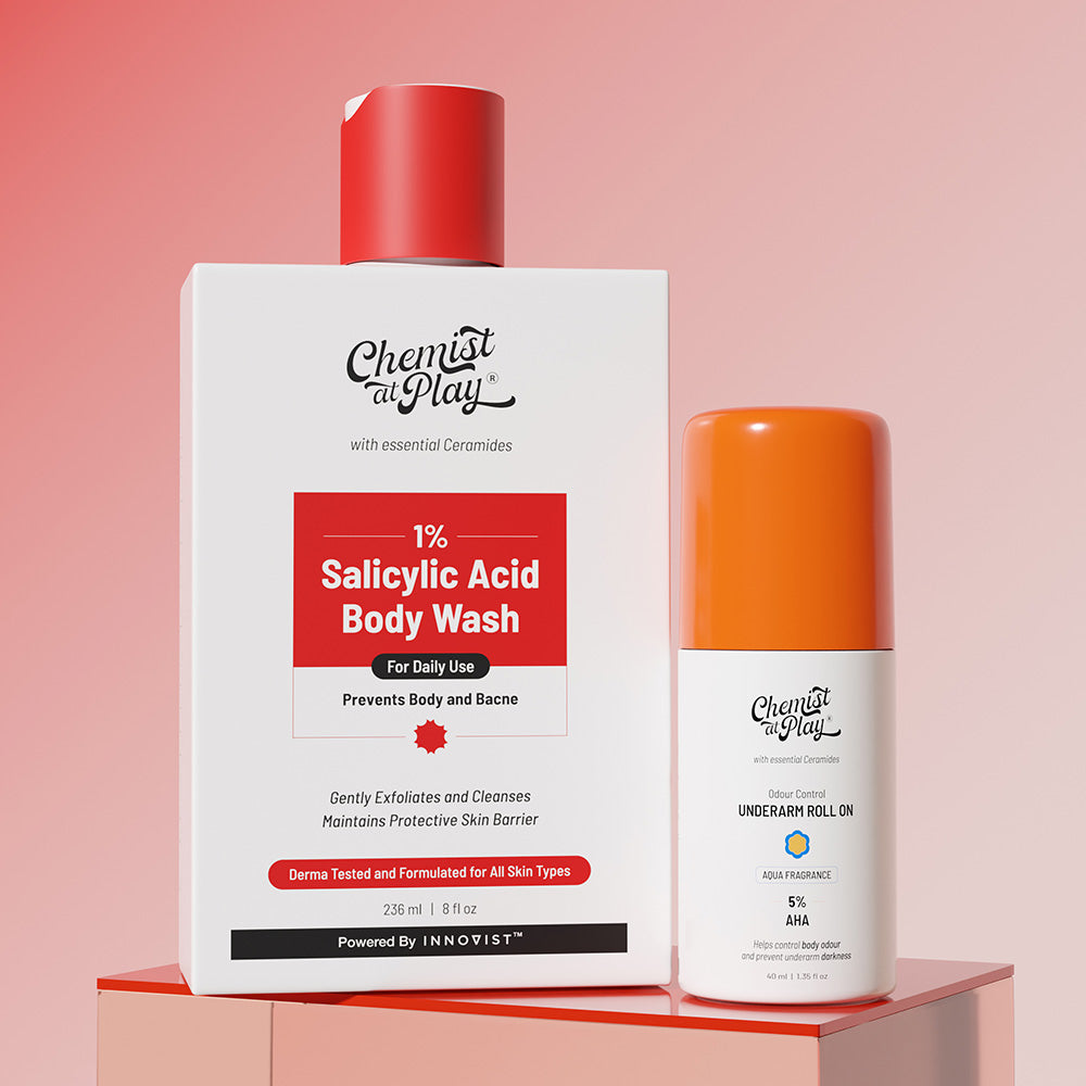 Clean & Fresh Duo (Roll On (Aqua) - 40 ml | Acne Control Body Wash - 236 ml)