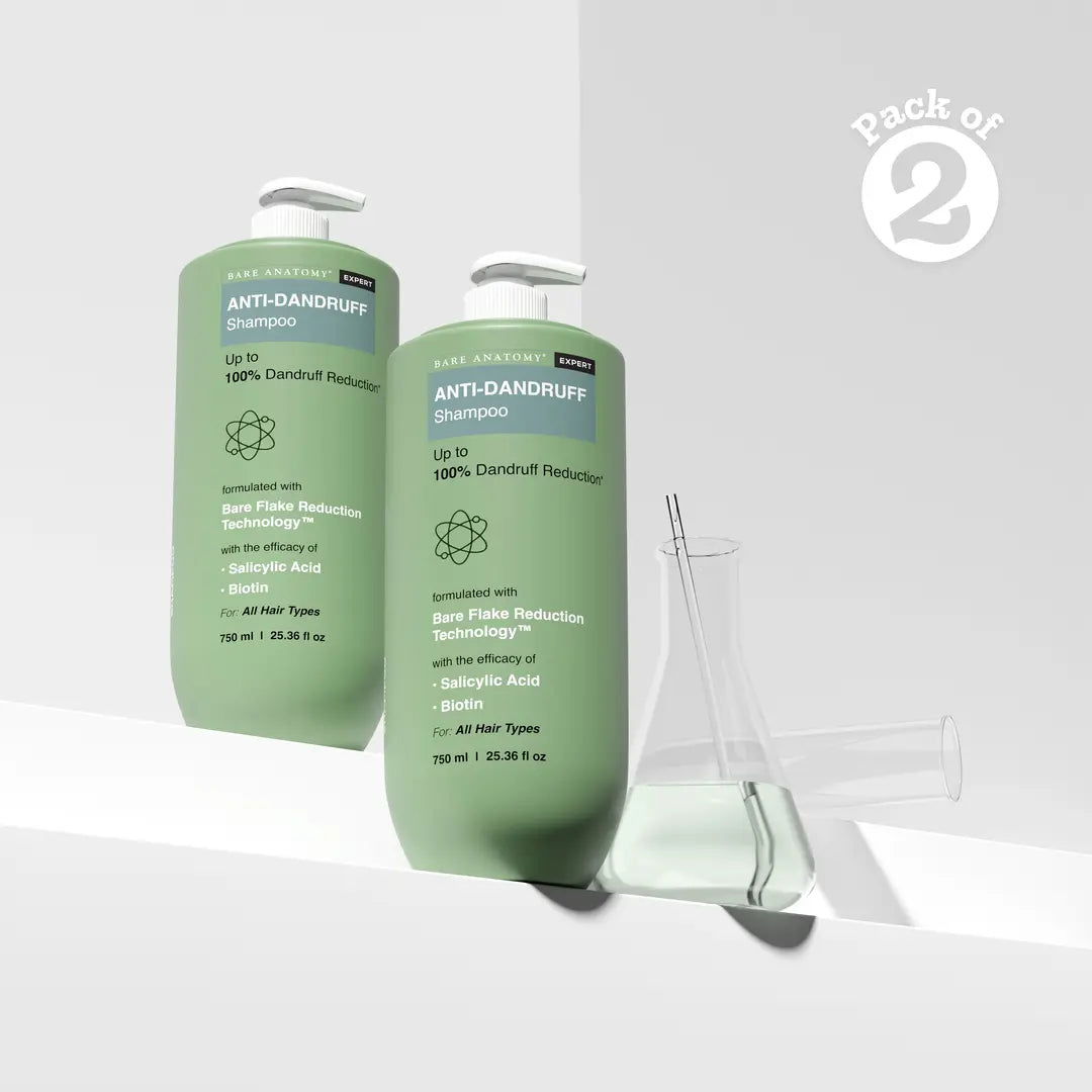 Anti Dandruff Shampoo with Salicylic Acid, Piroctone Olamine & Biotin - 750 ml | Pack of 2