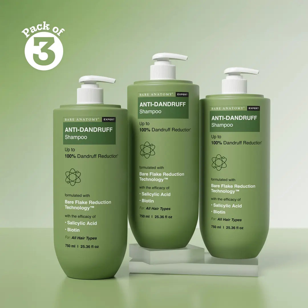 Anti Dandruff Shampoo with Salicylic Acid, Piroctone Olamine & Biotin - 750 ml | Pack of 3
