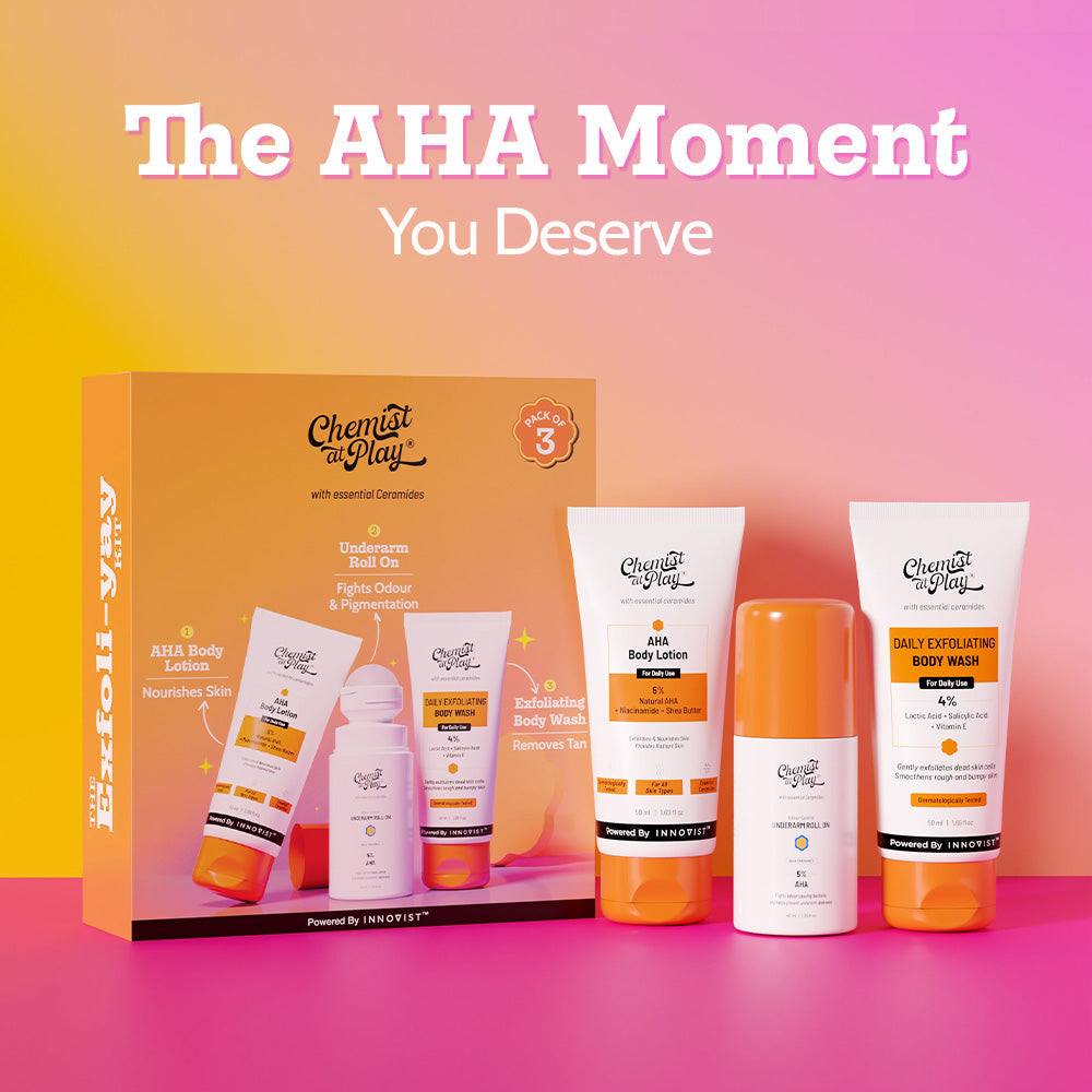 3-Step Body Exfoliating Kit (Exfoliating Body Wash - 50 ml | Underarm Roll On - 40 ml | AHA Body Lotion - 50 ml)