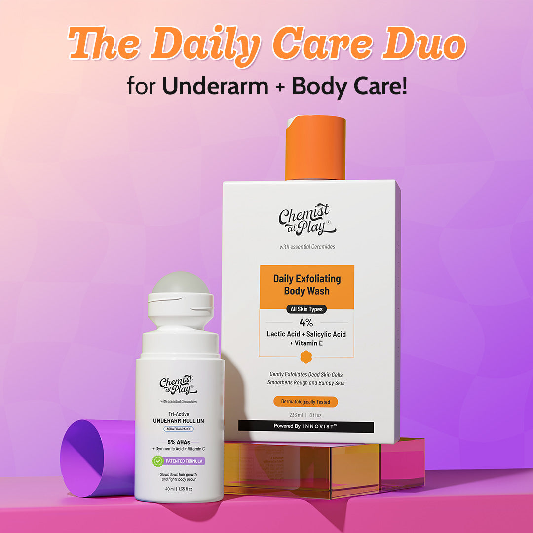 The Daily Care Duo (Exfoliating Body Wash - 236 ml | Tri-Active Underarm Roll On - 40 ml)