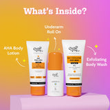 3-Step Body Exfoliating Kit (Exfoliating Body Wash - 50 ml | Underarm Roll On - 40 ml | AHA Body Lotion - 50 ml)