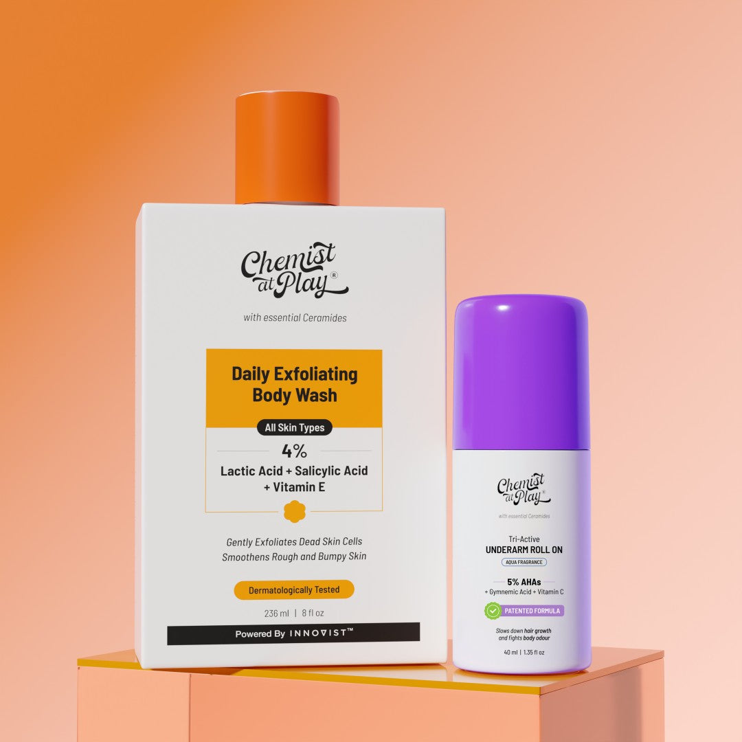 The Daily Care Duo (Exfoliating Body Wash - 236 ml | Tri-Active Underarm Roll On - 40 ml)