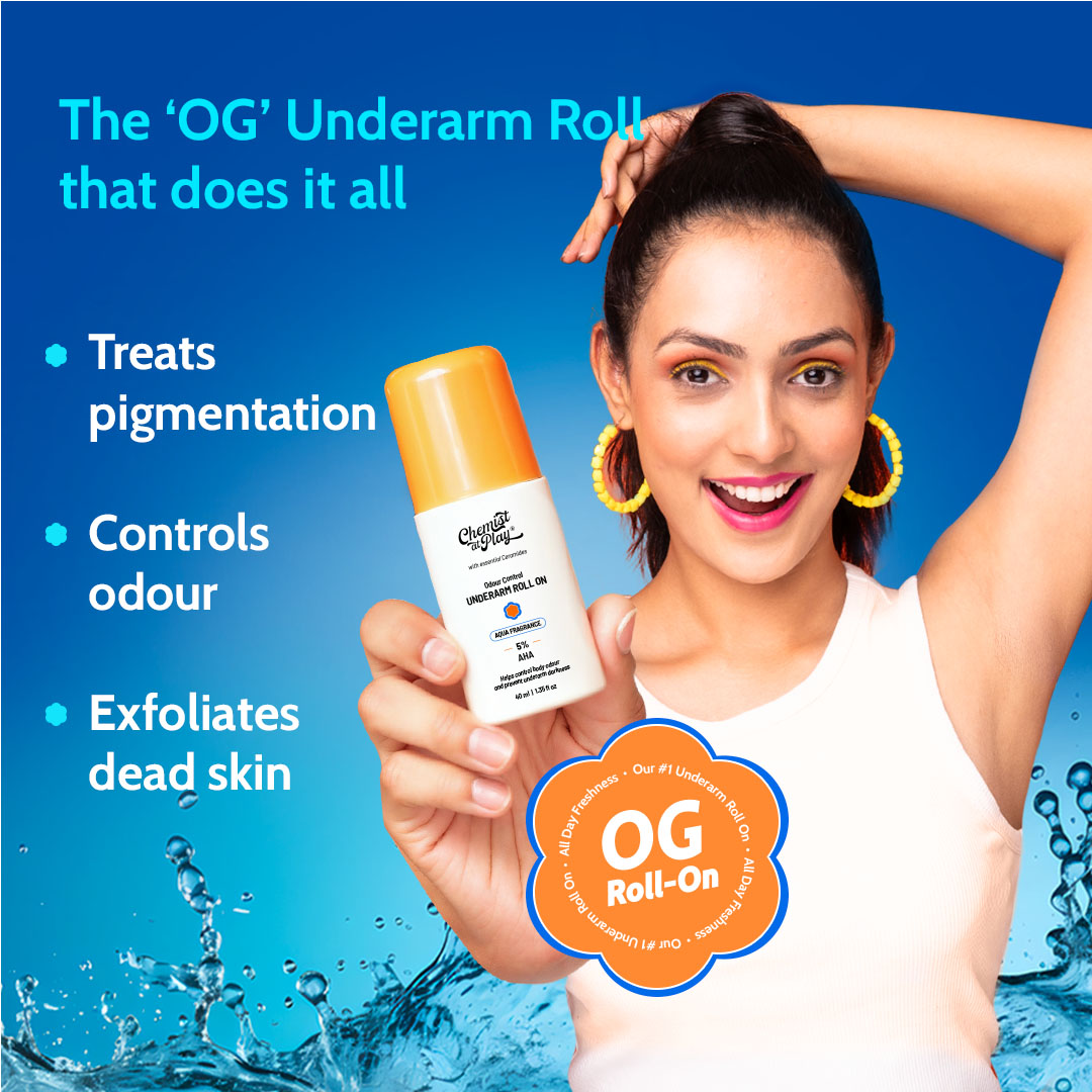 5% AHA Underarm Roll on for Odour Control & Pigmentation (Peach) - 40 ml