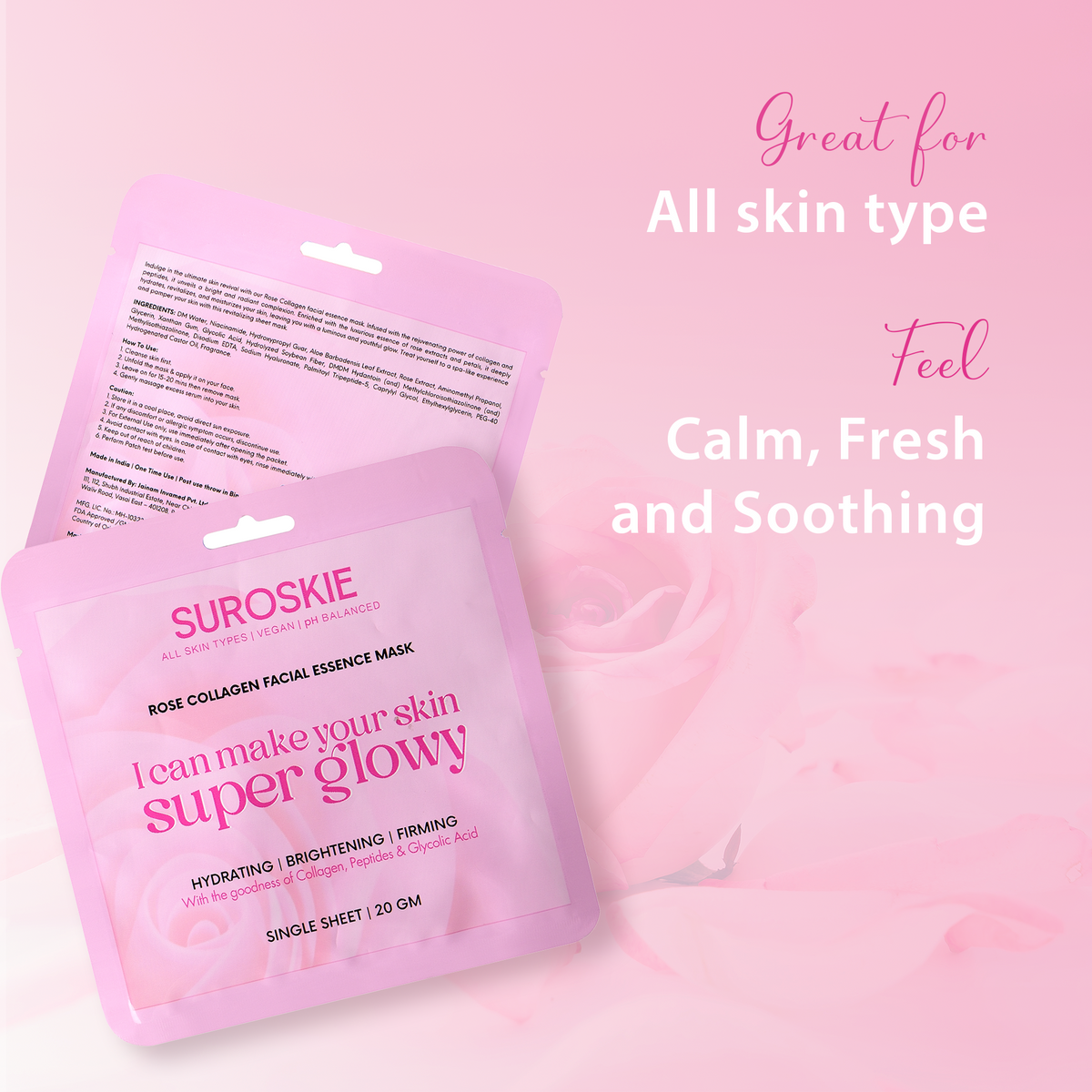 Rose Collagen Facial Essence Mask Single