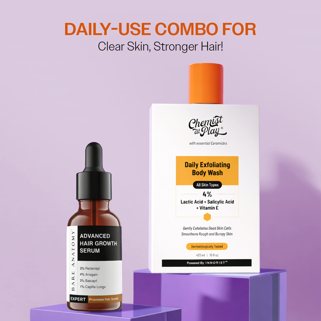 Every Day Body + Haircare Duo (Hair Growth Serum - 30 ml & Exfoliating Body Wash - 236 ml)