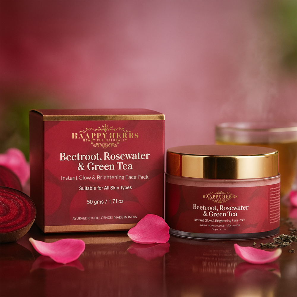 Beetroot, Rosewater & Green Tea - Instant Glow & Brightening Face Pack - 50g