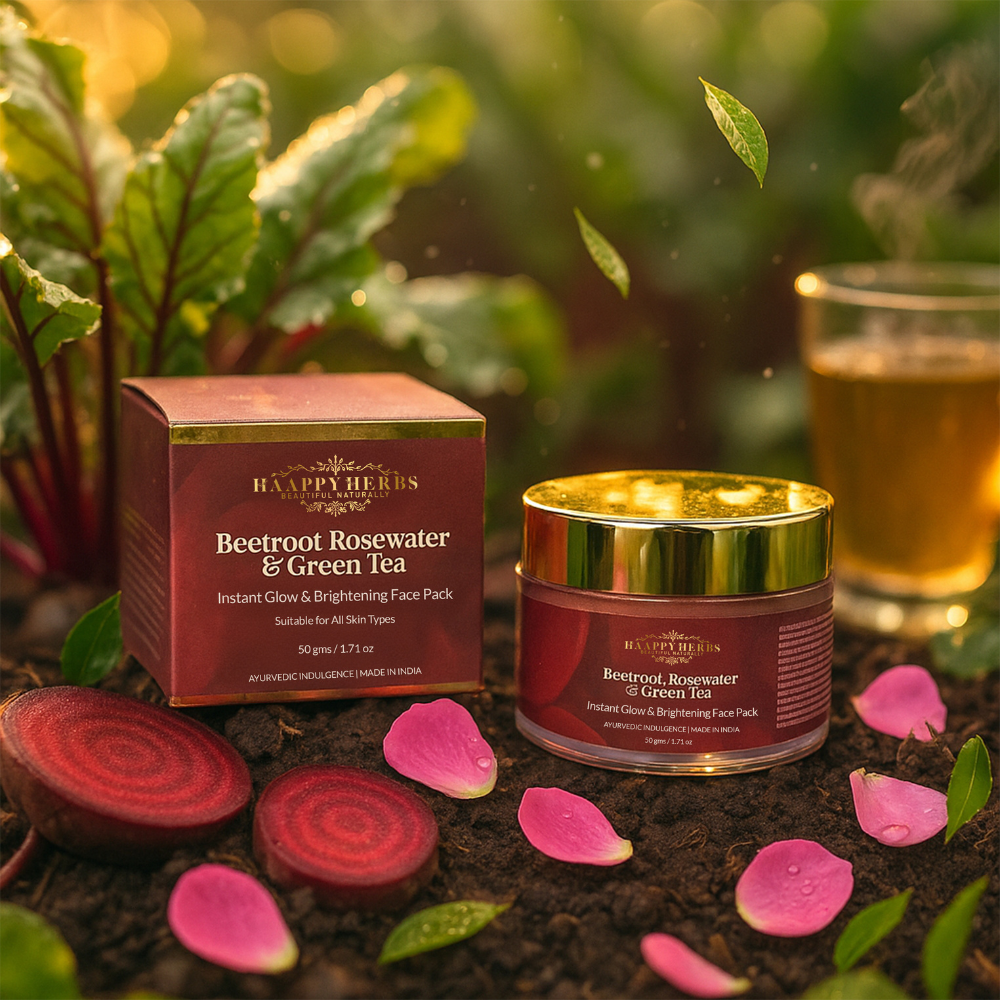 Beetroot, Rosewater & Green Tea - Instant Glow & Brightening Face Pack - 50g