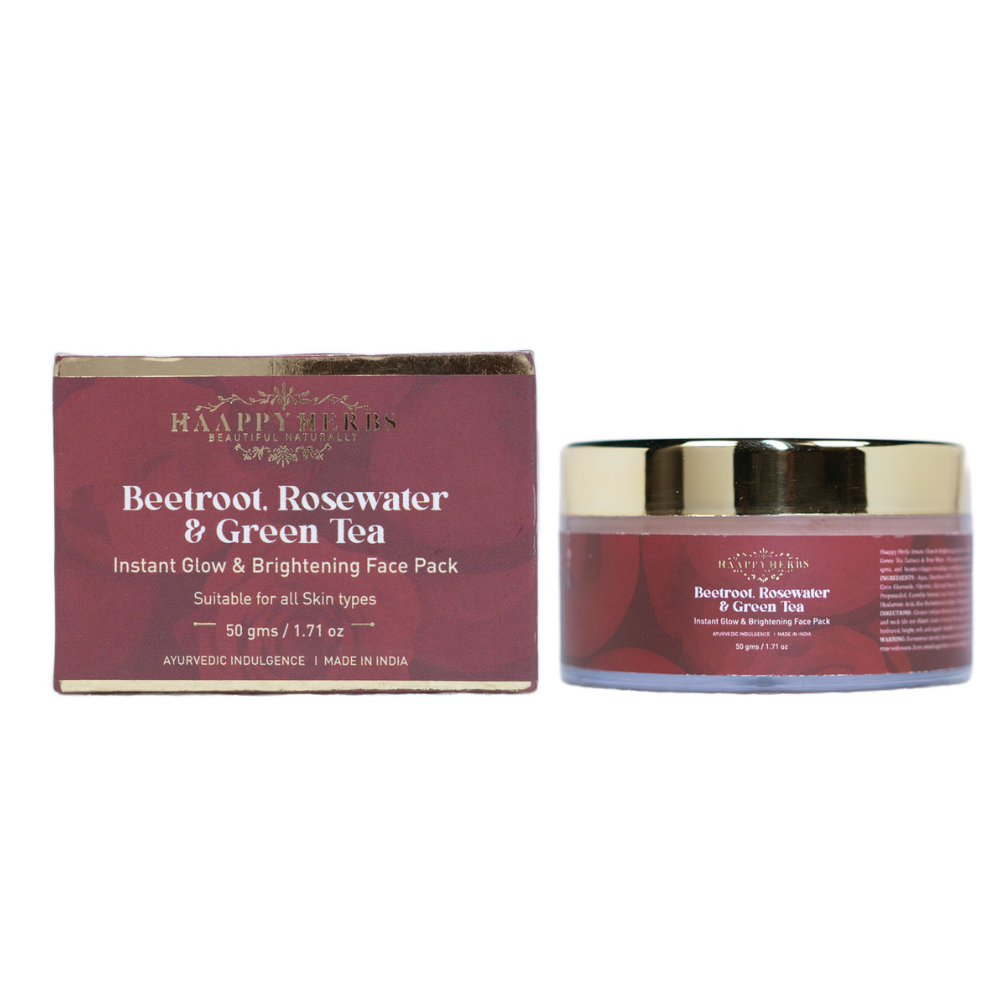 Beetroot, Rosewater & Green Tea - Instant Glow & Brightening Face Pack - 50g
