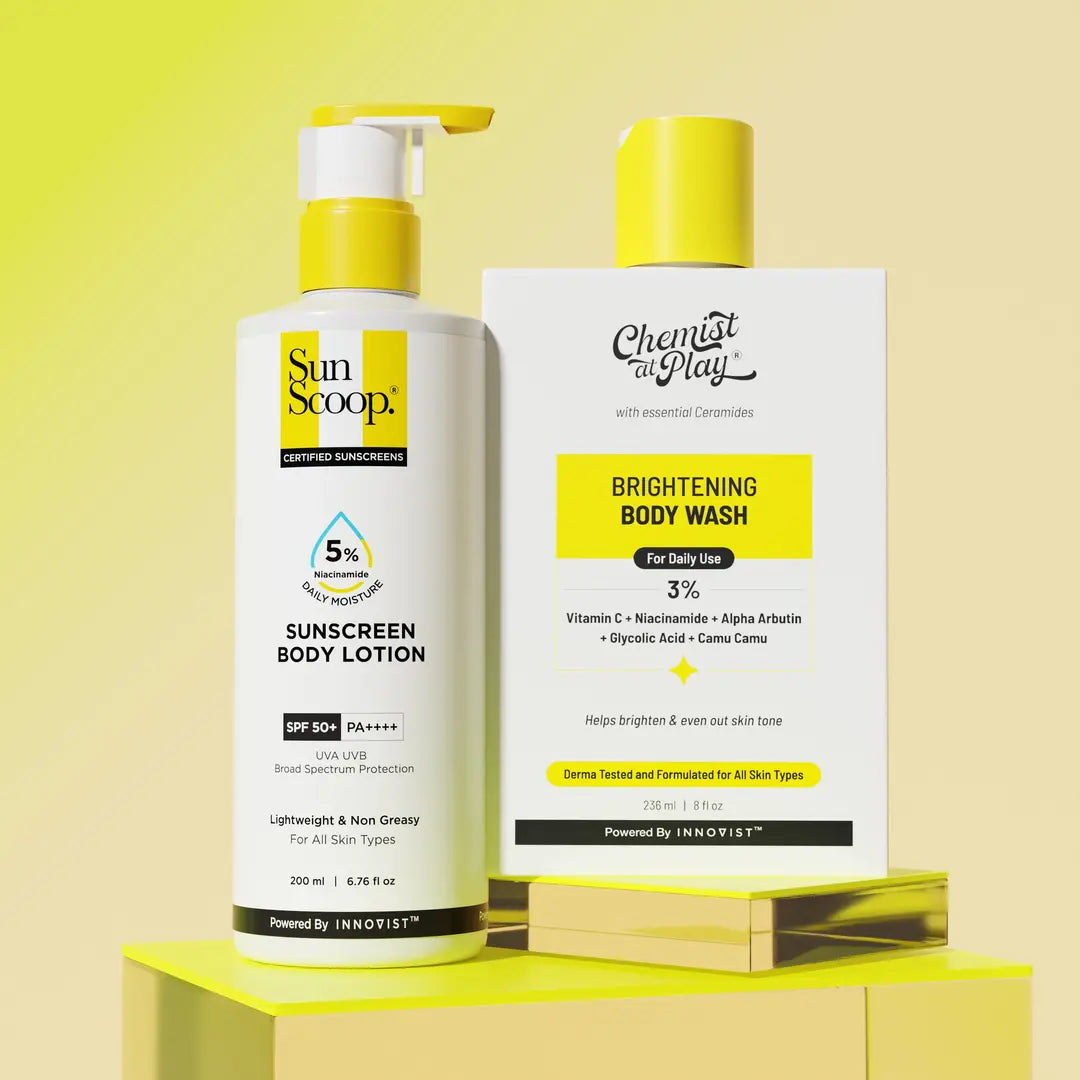 Brightening Boost Body Wash (236 ml) + 5% Niacinamide Sunscreen Body Lotion (45 ml) Combo