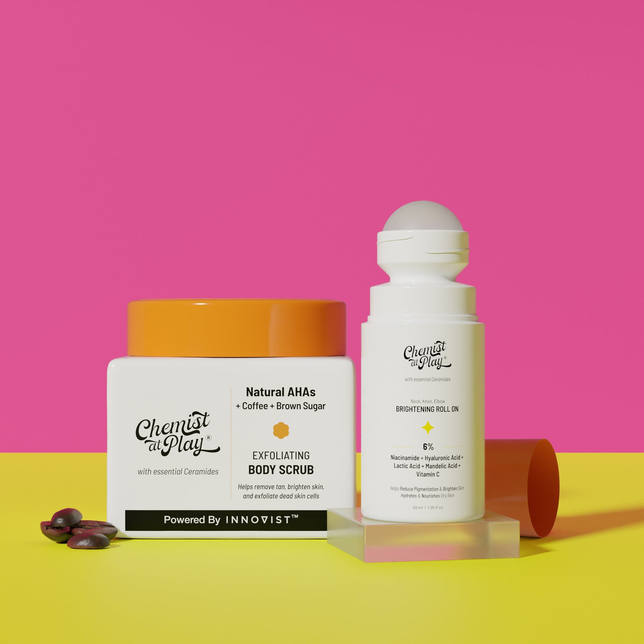 Bright & Smooth Duo (Exfoliating Body Scrub - 75 gm | Neck Knee Elbow Brightening Roll On - 40 ml)