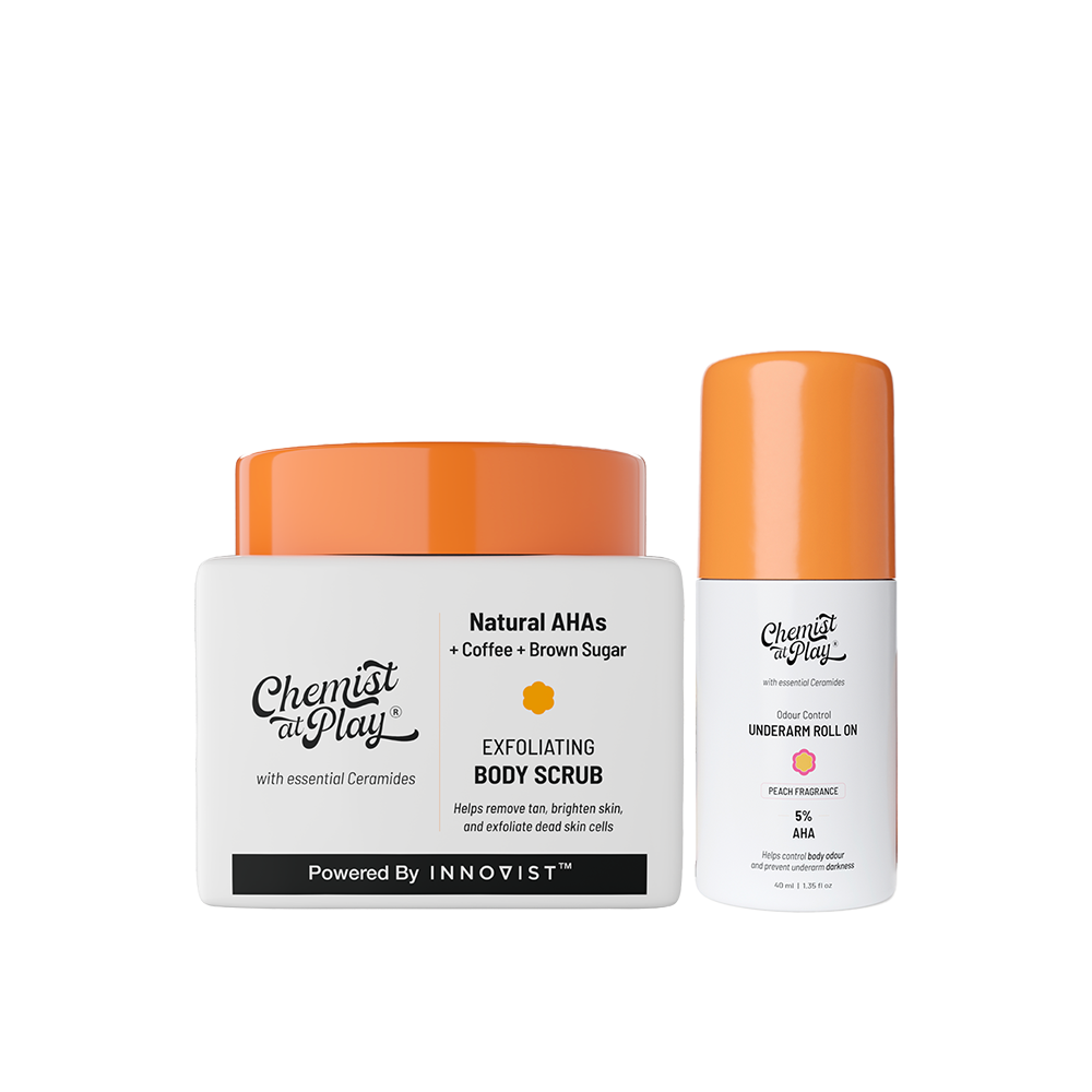 Exfoliate Perfectly! (Exfoliating Body Scrub - 75 gm | Aqua Underarm Roll On - 40 ml)