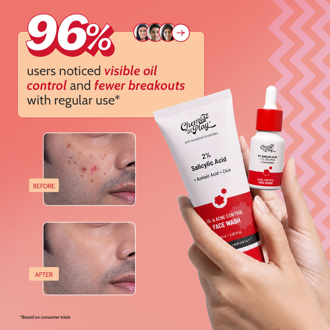 The Clear Skin Duo (2% Salicylic Acid Face Wash - 100 ml | Acne Control Face Serum - 10 ml)