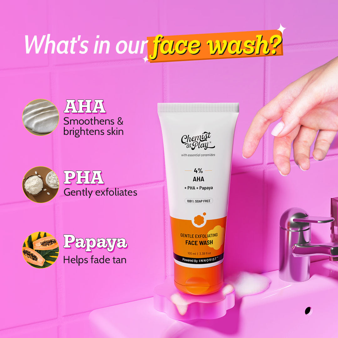 Glow & De-tan Essentials (Exfoliating Face Wash - 100 ml | Exfoliating Body Scrub - 75 gm)